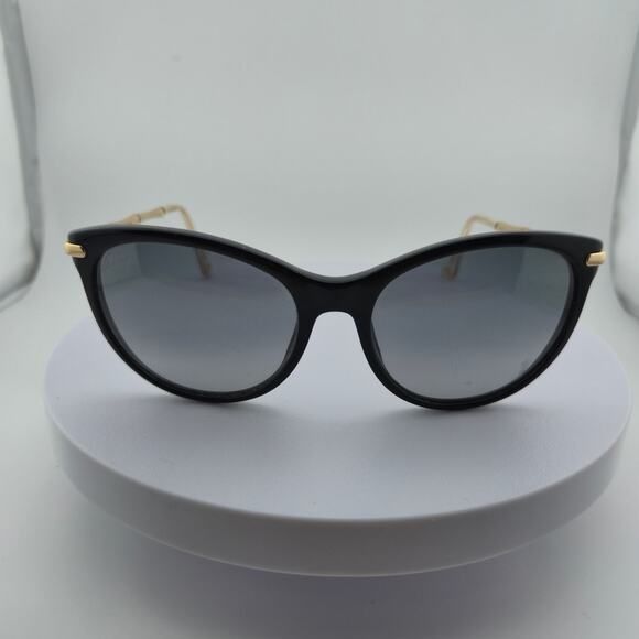 Gucci Black Frame Gradient Gray Lens Gold bamboo Temple Sunglasses Gucci Women main image 4